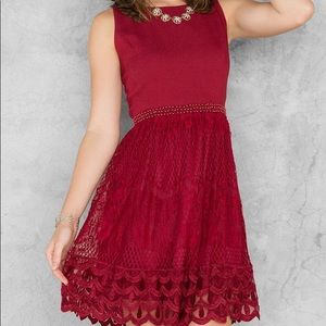 Francesca’s Burgundy Red Lace Dress
